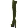 imageFSJ Sexy Thigh High Long Boots Over The Knee Platform Thick High Heel Stretch Leather Shoes Size 415 USOlive Green