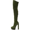 imageFSJ Sexy Thigh High Long Boots Over The Knee Platform Thick High Heel Stretch Leather Shoes Size 415 USOlive Green