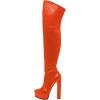 imageFSJ Sexy Thigh High Long Boots Over The Knee Platform Thick High Heel Stretch Leather Shoes Size 415 USOrange