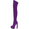 imageFSJ Sexy Thigh High Long Boots Over The Knee Platform Thick High Heel Stretch Leather Shoes Size 415 USPurple