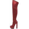 imageFSJ Sexy Thigh High Long Boots Over The Knee Platform Thick High Heel Stretch Leather Shoes Size 415 USRed