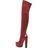 imageFSJ Sexy Thigh High Long Boots Over The Knee Platform Thick High Heel Stretch Leather Shoes Size 415 USRed