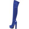 imageFSJ Sexy Thigh High Long Boots Over The Knee Platform Thick High Heel Stretch Leather Shoes Size 415 USRoyal Blue