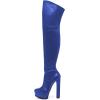 imageFSJ Sexy Thigh High Long Boots Over The Knee Platform Thick High Heel Stretch Leather Shoes Size 415 USRoyal Blue