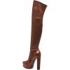 imageFSJ Sexy Thigh High Long Boots Over The Knee Platform Thick High Heel Stretch Leather Shoes Size 415 USSaddle Brown