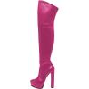 imageFSJ Sexy Thigh High Long Boots Over The Knee Platform Thick High Heel Stretch Leather Shoes Size 415 USViolet Red