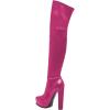 imageFSJ Sexy Thigh High Long Boots Over The Knee Platform Thick High Heel Stretch Leather Shoes Size 415 USViolet Red
