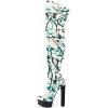 imageFSJ Sexy Thigh High Long Boots Over The Knee Platform Thick High Heel Stretch Leather Shoes Size 415 USWhite Multi