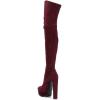 imageFSJ Sexy Thigh High Long Boots Over The Knee Platform Thick High Heel Stretch Leather Shoes Size 415 USWine Red