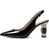 imageFSJ Women Closed Pointed Toe Crystal Block Chunky Mid Heel Slingback Pumps Backless Sleek Fashion Office Wedding Dress Shoes Size 416 USBlack