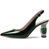 imageFSJ Women Closed Pointed Toe Crystal Block Chunky Mid Heel Slingback Pumps Backless Sleek Fashion Office Wedding Dress Shoes Size 416 USGreen