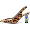 imageFSJ Women Closed Pointed Toe Crystal Block Chunky Mid Heel Slingback Pumps Backless Sleek Fashion Office Wedding Dress Shoes Size 416 USLeopard Print