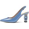 imageFSJ Women Closed Pointed Toe Crystal Block Chunky Mid Heel Slingback Pumps Backless Sleek Fashion Office Wedding Dress Shoes Size 416 USLight Blue