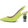 imageFSJ Women Closed Pointed Toe Crystal Block Chunky Mid Heel Slingback Pumps Backless Sleek Fashion Office Wedding Dress Shoes Size 416 USLight Green