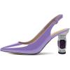 imageFSJ Women Closed Pointed Toe Crystal Block Chunky Mid Heel Slingback Pumps Backless Sleek Fashion Office Wedding Dress Shoes Size 416 USLight Purple