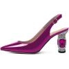imageFSJ Women Closed Pointed Toe Crystal Block Chunky Mid Heel Slingback Pumps Backless Sleek Fashion Office Wedding Dress Shoes Size 416 USVioletred