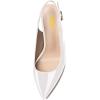 imageFSJ Women Closed Pointed Toe Crystal Block Chunky Mid Heel Slingback Pumps Backless Sleek Fashion Office Wedding Dress Shoes Size 416 USWhite