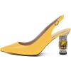 imageFSJ Women Closed Pointed Toe Crystal Block Chunky Mid Heel Slingback Pumps Backless Sleek Fashion Office Wedding Dress Shoes Size 416 USYellow