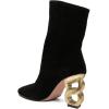 imageFSJ Women Closed Round Toe Chain High Heel Ankle Boots Pull On Ladies Fashion Winter Walking Stretch Short Booties Size 416 USBlacksuede