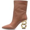 imageFSJ Women Closed Round Toe Chain High Heel Ankle Boots Pull On Ladies Fashion Winter Walking Stretch Short Booties Size 416 USChocolate