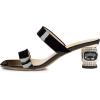 imageFSJ Women Comfy Low Heels Sandals Block Crystal Square Open Toe Two Straps Mules Slip On Shiny Bridal Casual Dress Shoes Size 415 USBlack