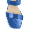 imageFSJ Women Comfy Low Heels Sandals Block Crystal Square Open Toe Two Straps Mules Slip On Shiny Bridal Casual Dress Shoes Size 415 USBlue