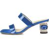 imageFSJ Women Comfy Low Heels Sandals Block Crystal Square Open Toe Two Straps Mules Slip On Shiny Bridal Casual Dress Shoes Size 415 USBlue