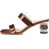 imageFSJ Women Comfy Low Heels Sandals Block Crystal Square Open Toe Two Straps Mules Slip On Shiny Bridal Casual Dress Shoes Size 415 USBrown