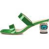 imageFSJ Women Comfy Low Heels Sandals Block Crystal Square Open Toe Two Straps Mules Slip On Shiny Bridal Casual Dress Shoes Size 415 USDarkgreen