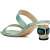 imageFSJ Women Comfy Low Heels Sandals Block Crystal Square Open Toe Two Straps Mules Slip On Shiny Bridal Casual Dress Shoes Size 415 USGreen