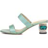 imageFSJ Women Comfy Low Heels Sandals Block Crystal Square Open Toe Two Straps Mules Slip On Shiny Bridal Casual Dress Shoes Size 415 USGreen