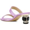 imageFSJ Women Comfy Low Heels Sandals Block Crystal Square Open Toe Two Straps Mules Slip On Shiny Bridal Casual Dress Shoes Size 415 USLavender