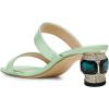 imageFSJ Women Comfy Low Heels Sandals Block Crystal Square Open Toe Two Straps Mules Slip On Shiny Bridal Casual Dress Shoes Size 415 USPale Green