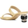 imageFSJ Women Comfy Low Heels Sandals Block Crystal Square Open Toe Two Straps Mules Slip On Shiny Bridal Casual Dress Shoes Size 415 USPale Yellow