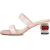imageFSJ Women Comfy Low Heels Sandals Block Crystal Square Open Toe Two Straps Mules Slip On Shiny Bridal Casual Dress Shoes Size 415 USPink