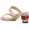 imageFSJ Women Comfy Low Heels Sandals Block Crystal Square Open Toe Two Straps Mules Slip On Shiny Bridal Casual Dress Shoes Size 415 USPink