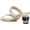 imageFSJ Women Comfy Low Heels Sandals Block Crystal Square Open Toe Two Straps Mules Slip On Shiny Bridal Casual Dress Shoes Size 415 USWhite