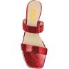 imageFSJ Women Comfy Low Heels Sandals Block Crystal Square Open Toe Two Straps Mules Slip On Shiny Bridal Casual Dress Shoes Size 415 USWinered