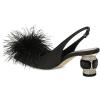 imageFSJ Women Fashion Fur Fur Closed Square Toe Slingback Pumps Crystal Block Low Heel Fuzzy Party Prom Dress Shoes Size 416 USBlack