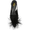 imageFSJ Women Fashion Fur Fur Closed Square Toe Slingback Pumps Crystal Block Low Heel Fuzzy Party Prom Dress Shoes Size 416 USBlack