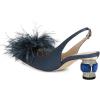 imageFSJ Women Fashion Fur Fur Closed Square Toe Slingback Pumps Crystal Block Low Heel Fuzzy Party Prom Dress Shoes Size 416 USBlue
