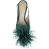 imageFSJ Women Fashion Fur Fur Closed Square Toe Slingback Pumps Crystal Block Low Heel Fuzzy Party Prom Dress Shoes Size 416 USBottle Green