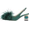 imageFSJ Women Fashion Fur Fur Closed Square Toe Slingback Pumps Crystal Block Low Heel Fuzzy Party Prom Dress Shoes Size 416 USBottle Green