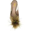 imageFSJ Women Fashion Fur Fur Closed Square Toe Slingback Pumps Crystal Block Low Heel Fuzzy Party Prom Dress Shoes Size 416 USOlive Green
