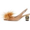imageFSJ Women Fashion Fur Fur Closed Square Toe Slingback Pumps Crystal Block Low Heel Fuzzy Party Prom Dress Shoes Size 416 USOrange Gold