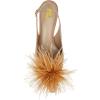 imageFSJ Women Fashion Fur Fur Closed Square Toe Slingback Pumps Crystal Block Low Heel Fuzzy Party Prom Dress Shoes Size 416 USOrange Gold