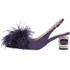 imageFSJ Women Fashion Fur Fur Closed Square Toe Slingback Pumps Crystal Block Low Heel Fuzzy Party Prom Dress Shoes Size 416 USPurple