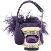 imageFSJ Women Fashion Fur Fur Closed Square Toe Slingback Pumps Crystal Block Low Heel Fuzzy Party Prom Dress Shoes Size 416 USPurple