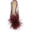 imageFSJ Women Fashion Fur Fur Closed Square Toe Slingback Pumps Crystal Block Low Heel Fuzzy Party Prom Dress Shoes Size 416 USWine Red