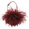 imageFSJ Women Fashion Fur Fur Closed Square Toe Slingback Pumps Crystal Block Low Heel Fuzzy Party Prom Dress Shoes Size 416 USWine Red